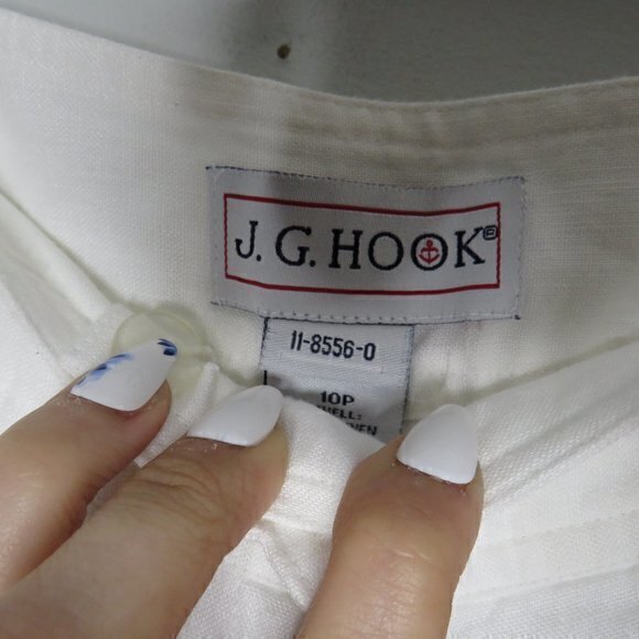 J.G. Hook white linen pants‎ sz 10P - Picture 2 of 4